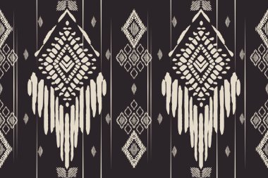 Ikat kabilesinin kusursuz deseni. Etnik Aztek kumaşlı halı mandala süsü yerli Boho sembolü tekstil. Geometrik Afro-Amerikan doğulu geleneksel vektör çizimleri. Nakış stili.