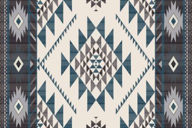 Navajo kabile vektörünün kusursuz şekli. Yerli Amerikan süsü. Etnik güney batı dekoru tarzı. Boho geometrik süs. Vektör kusursuz desen. Meksika battaniyesi, halı. Örülmüş halı illüstrasyonu.