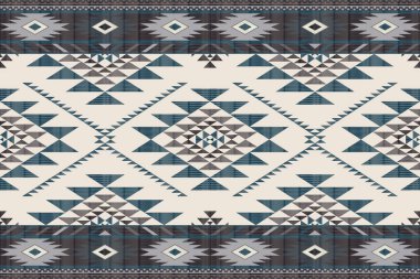 Navajo kabile vektörünün kusursuz şekli. Yerli Amerikan süsü. Etnik güney batı dekoru tarzı. Boho geometrik süs. Vektör kusursuz desen. Meksika battaniyesi, halı. Örülmüş halı illüstrasyonu.