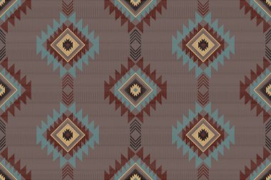 Navajo kabile vektörünün kusursuz şekli. Yerli Amerikan süsü. Etnik güney batı dekoru tarzı. Boho geometrik süs. Vektör kusursuz desen. Meksika battaniyesi, halı. Örülmüş halı illüstrasyonu.