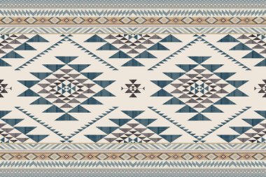 Navajo kabile vektörünün kusursuz şekli. Yerli Amerikan süsü. Etnik güney batı dekoru tarzı. Boho geometrik süs. Vektör kusursuz desen. Meksika battaniyesi, halı. Örülmüş halı illüstrasyonu.