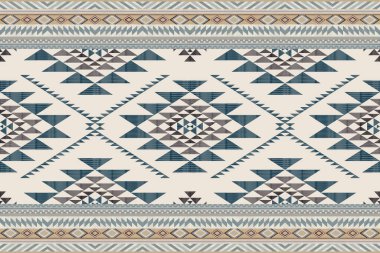Navajo kabile vektörünün kusursuz şekli. Yerli Amerikan süsü. Etnik güney batı dekoru tarzı. Boho geometrik süs. Vektör kusursuz desen. Meksika battaniyesi, halı. Örülmüş halı illüstrasyonu.