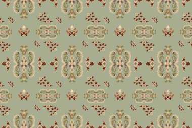 Ikat kabilesinin kusursuz deseni. Etnik Aztek kumaşlı halı mandala süsü yerli boho sembolü tekstili. Geometrik Afro-Amerikan doğulu geleneksel vektör çizimleri.