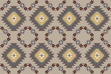 Navajo kabile vektörünün kusursuz şekli. Yerli Amerikan süsü. Etnik güney batı dekoru tarzı. Boho geometrik süs. Vektör kusursuz desen. Meksika battaniyesi, halı. Örülmüş halı illüstrasyonu.