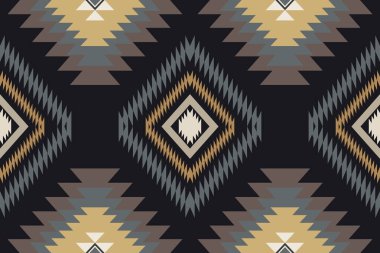 Navajo kabile vektörünün kusursuz şekli. Yerli Amerikan süsü. Etnik güney batı dekoru tarzı. Boho geometrik süs. Vektör kusursuz desen. Meksika battaniyesi, halı. Örülmüş halı illüstrasyonu.