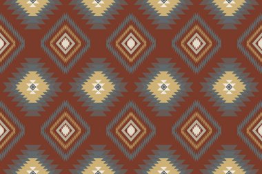 Navajo kabile vektörünün kusursuz şekli. Yerli Amerikan süsü. Etnik güney batı dekoru tarzı. Boho geometrik süs. Vektör kusursuz desen. Meksika battaniyesi, halı. Örülmüş halı illüstrasyonu.