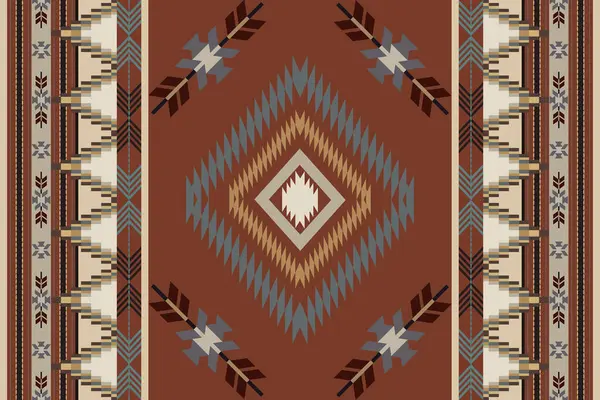 Navajo kabile vektörünün kusursuz şekli. Yerli Amerikan süsü. Etnik güney batı dekoru tarzı. Boho geometrik süs. Vektör kusursuz desen. Meksika battaniyesi, halı. Örülmüş halı illüstrasyonu.