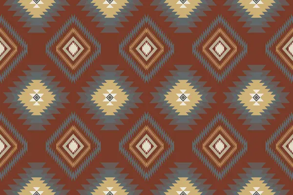 ナバホ族ベクトルシームレスパターン ネイティブアメリカンの装飾 南西部のエスニックな装飾スタイル ボーホーの幾何学的な装飾 ベクトルシームレスパターン メキシコの毛布 編まれた絨毯のイラスト — ストックベクタ