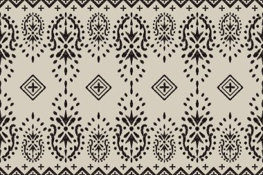 Ikat kabilesinin kusursuz deseni. Etnik Aztek kumaşlı halı mandala süsü yerli Boho sembolü tekstil. Geometrik Afro-Amerikan doğulu geleneksel vektör çizimleri. Nakış stili.