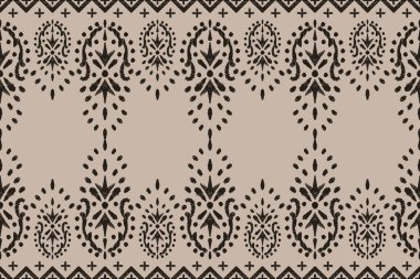 Ikat kabilesinin kusursuz deseni. Etnik Aztek kumaşlı halı mandala süsü yerli Boho sembolü tekstil. Geometrik Afro-Amerikan doğulu geleneksel vektör çizimleri. Nakış stili.