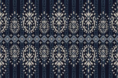 Ikat kabilesinin kusursuz deseni. Etnik Aztek kumaşlı halı mandala süsü yerli Boho sembolü tekstil. Geometrik Afro-Amerikan doğulu geleneksel vektör çizimleri. Nakış stili.