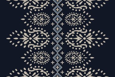 Ikat kabilesinin kusursuz deseni. Etnik Aztek kumaşlı halı mandala süsü yerli Boho sembolü tekstil. Geometrik Afro-Amerikan doğulu geleneksel vektör çizimleri. Nakış stili.