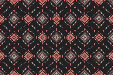 Ikat kabilesinin kusursuz deseni. Etnik Aztek kumaşlı halı mandala süsü yerli Boho sembolü tekstil. Geometrik Afro-Amerikan doğulu geleneksel vektör çizimleri. Nakış stili.