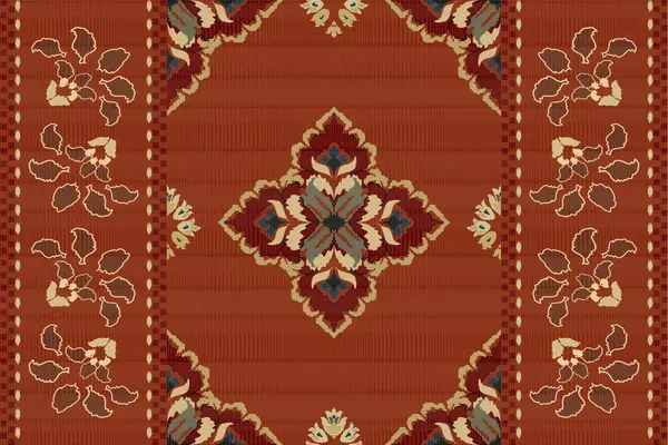 Ikat Tribal Indian Seamless Pattern Ethnic Aztec Fabric Carpet Mandala — Stock Vector