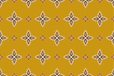 Ikat kabilesinin kusursuz deseni. Etnik Aztek kumaşlı halı mandala süsü yerli Boho sembolü tekstil. Geometrik Afro-Amerikan doğulu geleneksel vektör çizimleri. Nakış stili.
