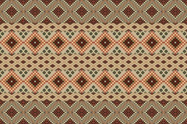 Navajo kabile vektörünün kusursuz şekli. Yerli Amerikan süsü. Etnik güney batı dekoru tarzı. Boho geometrik süs. Vektör kusursuz desen. Meksika battaniyesi, halı. Örülmüş halı illüstrasyonu.