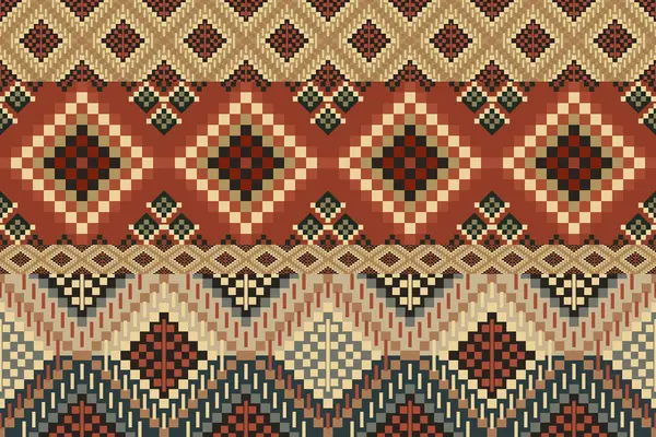 Navajo kabile vektörünün kusursuz şekli. Yerli Amerikan süsü. Etnik güney batı dekoru tarzı. Boho geometrik süs. Piksel pürüzsüz desen. Meksika battaniyesi, halı. Örülmüş halı illüstrasyonu.