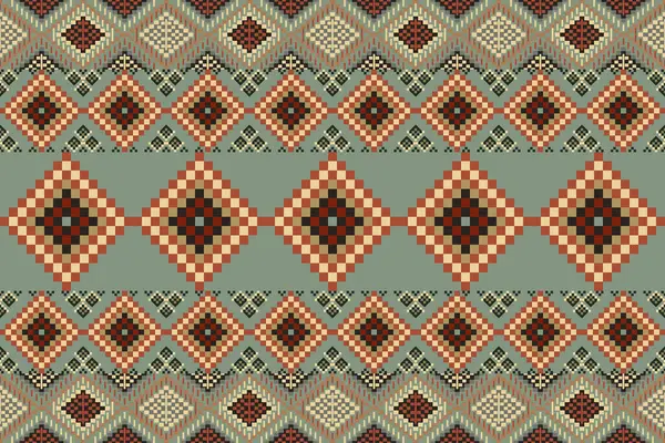 Navajo kabile vektörünün kusursuz şekli. Yerli Amerikan süsü. Etnik güney batı dekoru tarzı. Boho geometrik süs. Piksel pürüzsüz desen. Meksika battaniyesi, halı. Örülmüş halı illüstrasyonu.