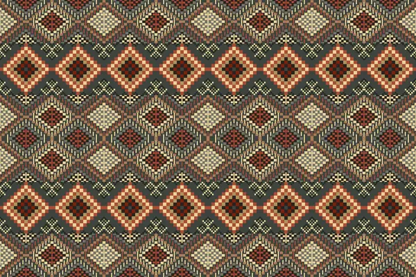 Navajo kabile vektörünün kusursuz şekli. Yerli Amerikan süsü. Etnik güney batı dekoru tarzı. Boho geometrik süs. Piksel pürüzsüz desen. Meksika battaniyesi, halı. Örülmüş halı illüstrasyonu.