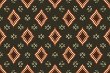 Navajo kabile vektörünün kusursuz şekli. Yerli Amerikan süsü. Etnik güney batı dekoru tarzı. Boho geometrik süs. Piksel pürüzsüz desen. Meksika battaniyesi, halı. Örülmüş halı illüstrasyonu.