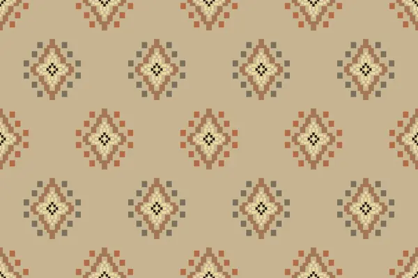 ナバホ族ベクトルシームレスパターン ネイティブアメリカンの装飾 南西部のエスニックな装飾スタイル ボーホーの幾何学的な装飾 ピクセルシームレスパターン メキシコの毛布 編まれた絨毯のイラスト — ストックベクタ