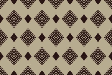 Navajo kabile vektörünün kusursuz şekli. Yerli Amerikan süsü. Etnik güney batı dekoru tarzı. Boho geometrik süs. Piksel pürüzsüz desen. Meksika battaniyesi, halı. Örülmüş halı illüstrasyonu.