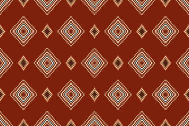 Navajo kabile vektörünün kusursuz şekli. Yerli Amerikan süsü. Etnik güney batı dekoru tarzı. Boho geometrik süs. Piksel pürüzsüz desen. Meksika battaniyesi, halı. Örülmüş halı illüstrasyonu.