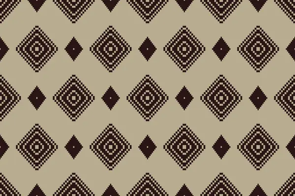 ナバホ族ベクトルシームレスパターン ネイティブアメリカンの装飾 南西部のエスニックな装飾スタイル ボーホーの幾何学的な装飾 ピクセルシームレスパターン メキシコの毛布 編まれた絨毯のイラスト — ストックベクタ