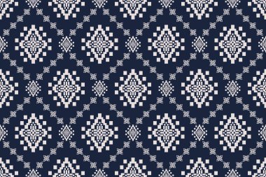 Navajo kabile vektörünün kusursuz şekli. Yerli Amerikan süsü. Etnik güney batı dekoru tarzı. Boho geometrik süs. Piksel pürüzsüz desen. Meksika battaniyesi, halı. Örülmüş halı illüstrasyonu.