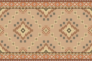 Navajo kabile vektörünün kusursuz şekli. Yerli Amerikan süsü. Etnik güney batı dekoru tarzı. Boho geometrik süs. Piksel pürüzsüz desen. Meksika battaniyesi, halı. Örülmüş halı illüstrasyonu.