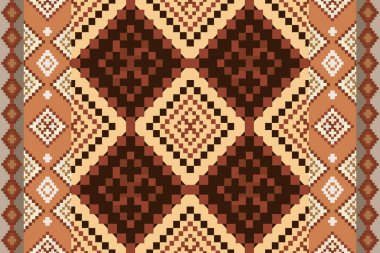 Navajo kabile vektörünün kusursuz şekli. Yerli Amerikan süsü. Etnik güney batı dekoru tarzı. Boho geometrik süs. Vektör kusursuz desen. Meksika battaniyesi, halı. Örülmüş halı illüstrasyonu.