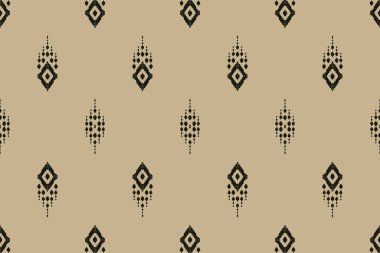 Ikat kabilesinin kusursuz deseni. Etnik Aztek kumaşlı halı mandala süsü yerli Boho sembolü tekstil. Geometrik Afro-Amerikan doğulu geleneksel vektör çizimleri. Nakış stili.