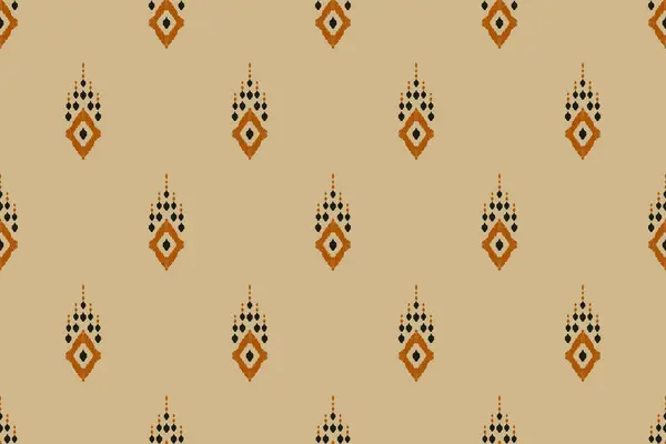 Ikat部落印第安人无缝模式 阿兹特克族面料地毯曼达拉装饰土生土长的博霍切弗龙纹理 几何非洲裔美国人东方传统矢量插图 刺绣风格 — 图库矢量图片