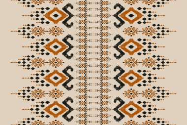 Ikat kabilesinin kusursuz deseni. Etnik Aztek kumaşlı halı mandala süsü yerli Boho sembolü tekstil. Geometrik Afro-Amerikan doğulu geleneksel vektör çizimleri. Nakış stili.