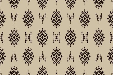 Ikat kabilesinin kusursuz deseni. Etnik Aztek kumaşlı halı mandala süsü yerli Boho sembolü tekstil. Geometrik Afro-Amerikan doğulu geleneksel vektör çizimleri. Nakış stili.