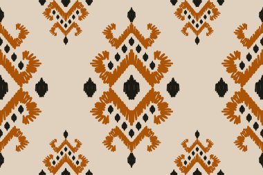 Ikat kabilesinin kusursuz deseni. Etnik Aztek kumaşlı halı mandala süsü yerli Boho sembolü tekstil. Geometrik Afro-Amerikan doğulu geleneksel vektör çizimleri. Nakış stili.