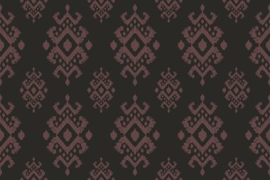 Ikat kabilesinin kusursuz deseni. Etnik Aztek kumaşlı halı mandala süsü yerli Boho sembolü tekstil. Geometrik Afro-Amerikan doğulu geleneksel vektör çizimleri. Nakış stili.