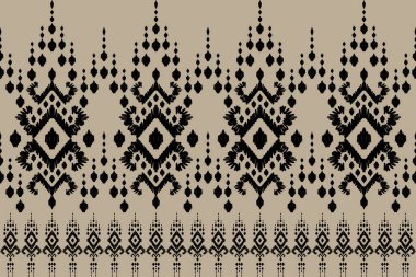 Ikat kabilesinin kusursuz deseni. Etnik Aztek kumaşlı halı mandala süsü yerli Boho sembolü tekstil. Geometrik Afro-Amerikan doğulu geleneksel vektör çizimleri. Nakış stili.