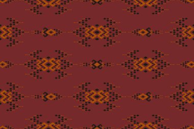 Ikat kabilesinin kusursuz deseni. Etnik Aztek kumaşlı halı mandala süsü yerli Boho sembolü tekstil. Geometrik Afro-Amerikan doğulu geleneksel vektör çizimleri. Nakış stili.