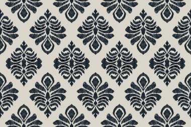 Ikat kabilesinin kusursuz deseni. Etnik Aztek kumaşlı halı mandala süsü yerli Boho sembolü tekstil. Geometrik Afro-Amerikan doğulu geleneksel vektör çizimleri. Nakış stili.