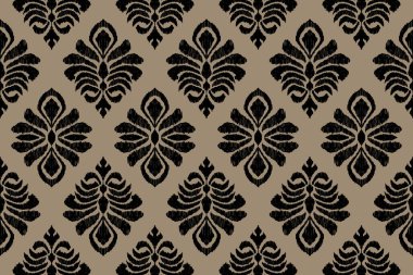 Ikat kabilesinin kusursuz deseni. Etnik Aztek kumaşlı halı mandala süsü yerli Boho sembolü tekstil. Geometrik Afro-Amerikan doğulu geleneksel vektör çizimleri. Nakış stili.