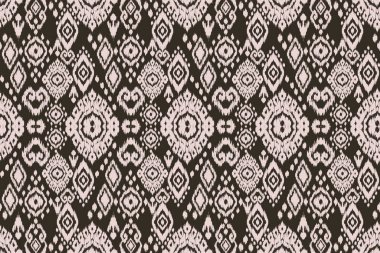 Ikat kabilesinin kusursuz deseni. Etnik Aztek kumaşlı halı mandala süsü yerli Boho sembolü tekstil. Geometrik Afro-Amerikan doğulu geleneksel vektör çizimleri. Nakış stili.