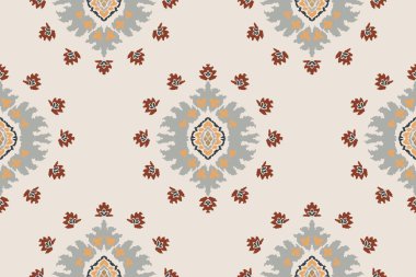 Ikat kabilesinin kusursuz deseni. Etnik Aztek kumaşlı halı mandala süsü yerli Boho sembolü tekstil. Geometrik Afro-Amerikan doğulu geleneksel vektör çizimleri. Nakış stili.