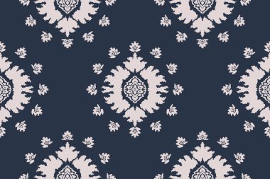 Ikat kabilesinin kusursuz deseni. Etnik Aztek kumaşlı halı mandala süsü yerli Boho sembolü tekstil. Geometrik Afro-Amerikan doğulu geleneksel vektör çizimleri. Nakış stili.