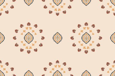 Ikat kabilesinin kusursuz deseni. Etnik Aztek kumaşlı halı mandala süsü yerli Boho sembolü tekstil. Geometrik Afro-Amerikan doğulu geleneksel vektör çizimleri. Nakış stili.