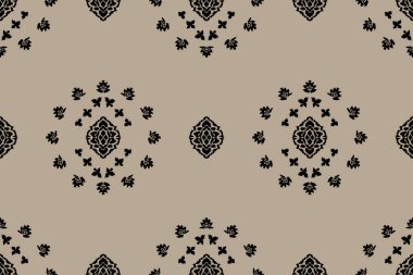 Ikat kabilesinin kusursuz deseni. Etnik Aztek kumaşlı halı mandala süsü yerli Boho sembolü tekstil. Geometrik Afro-Amerikan doğulu geleneksel vektör çizimleri. Nakış stili.