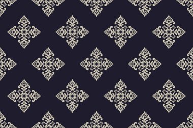 Ikat kabilesinin kusursuz deseni. Etnik Aztek kumaşlı halı mandala süsü yerli Boho sembolü tekstil. Geometrik Afro-Amerikan doğulu geleneksel vektör çizimleri. Nakış stili.