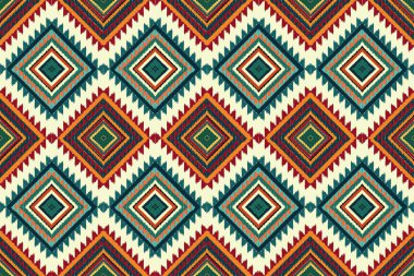 Navajo kabile vektörünün kusursuz şekli. Yerli Amerikan süsü. Etnik güney batı dekoru tarzı. Boho geometrik süs. Vektör kusursuz desen. Meksika battaniyesi, halı. Örülmüş halı illüstrasyonu.