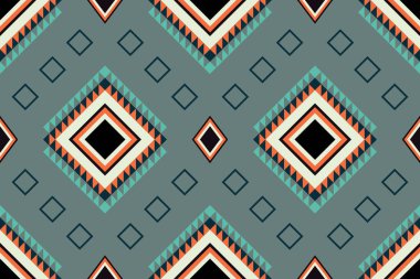 Navajo kabile vektörünün kusursuz şekli. Yerli Amerikan süsü. Etnik güney batı dekoru tarzı. Boho geometrik süs. Vektör kusursuz desen. Meksika battaniyesi, halı. Örülmüş halı illüstrasyonu.