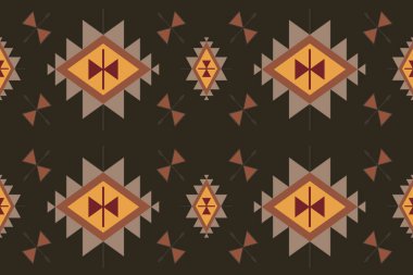 Navajo kabile vektörünün kusursuz şekli. Yerli Amerikan süsü. Etnik güney batı dekoru tarzı. Boho geometrik süs. Vektör kusursuz desen. Meksika battaniyesi, halı. Örülmüş halı illüstrasyonu.